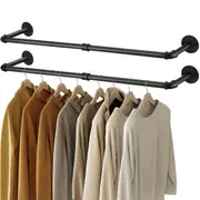 Fin 2X Heavy Metal Pipe Clothes Rack Rail Closet Clothing Rod Organizer Hanging Pole
