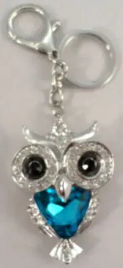 Rhinestone Bling Key Chain Fob Phone Purse Charm Hoot Owl Wisdom