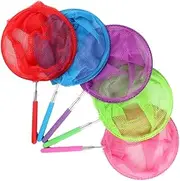 Totority 5 Pack Telescopic Nets Stainless Steel Pole Extendable Bug Catching Net for Boys and Girls Nylon Mesh Outdoor Play Fluorescent Green