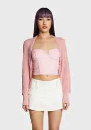 Break Time Knit Shrug - Pink