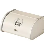 White Metal Bread Box Large for Kitchen Storage Flip Top Closure