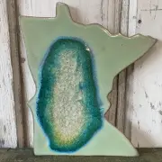 Dock 6 Pottery Minnesota MN State Turquoise/White Geode Handmade USA Trivet