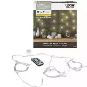 FEIT 120-Light 8x5 ft. Plug-In LED Silver Warm White Curtain Fairy String Light