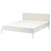 KLEPPSTAD bed frame, white/Vissle beige, Full/Double