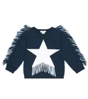[Stella McCartney Kids] Stella McCartney Kids Fringed cotton jersey sweatshirt Y 3 blue