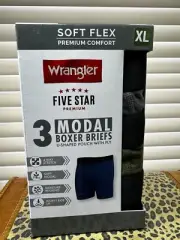 WRANGLER SOFT FLEX 3 MODAL BOXER BRIEFS, XL, CHARCOAL, OLIVE NIGHT, BLACK, NEW