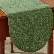 Spice Bin Basil Green Cotton Country Cottage Oval Braided Table Runner
