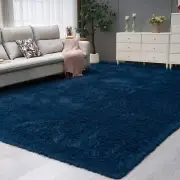 8×10 Soft Fluffy Living Room Area Rugs,Modern Indoor Navy Blue Shag Bedroom N...
