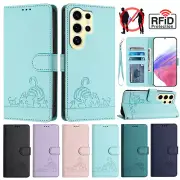 For Samsung S24 Ultra S23 S22 S21 S20 Note Shockproof Leather Wallet Case Cover
