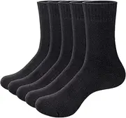 [OUYJIA] Men's Merino Wool Blend Cozy Fleece Thermal Socks Warm Winter Boot Socks Thick Black Men's Socks Comfort Work Socks For Men, 5 Pairs
