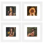 Set of 4 6x6 Picture Frames Collection with White Mat for 4x4 Photo & Real Glass