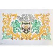 SUSAN ROBERTS NEEDLEPOINT CANVAS: DRAGON COAT OF ARMS GG