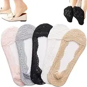 [HUIQINGLI] Pleteffect Socks, Lace No Show Liner Sock, Women's Ultra Thin Breathable Low Cut Liner Boat Non Slip Sock