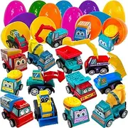 Stargo 24 Pack Colorful Prefilled Easter Eggs with toys - Construction Engineering Vehicles, pull-back cars, Bright Plastic Easter Eggs Filled, Basket Fillers Egg Hunts, Party Favors, Boys Goodie Bags