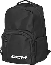 CCM Hockey Team Backpack,Large Storage Pockets With Laptop Sleeve, Adjustable Shoulder Straps, Black, Black, 18"H x 12"W x 7.5"D, Backpack