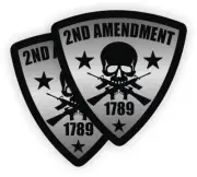 pair - 2nd Amendment USA Shield Hard Hat Stickers / Motorcycle Helmet Decals