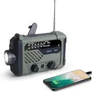 Emergency Weather Radio, Portable Power Bank with Solar Charging, Hand Crank, SOS Alarm, AM/FM & LED Flashlight for Outdoor Emergency