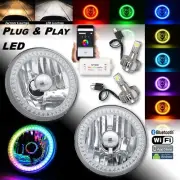 5-3/4" RGB SMD Color-Chasing Halo Angel Eye Headlight 18/24W LED Lamp Bulb PAIR (for: Fiat)