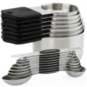Magnetic Measuring Cups and Spoons Set of 16 Includes 7pcs Stainless Stee Sta...
