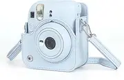 Mini Camera Protective Case for Fujifilm Mini 12, PU Mini Instant Camera Bag with Versatile Strap, Instant Camera Case for Mini 12 Instant Camera (Hydrangea Blue)