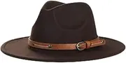 [Hcclijo] Belt Wool Fedoras Hat for Women Men Winter Warm Vintage British Style Round Bowler Caps Flat Brim Felt Jazz Hats