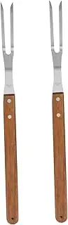 BBQ Skewers Stainless Steel Forks Wooden Handle for Outdoor Picnic Barbecue and Rotisserie