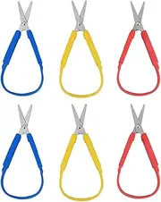 iSuperb 6 Pack Loop Scissors Grip Scissor for Kids, Teens and Adults, Easy Grip, Easy Opening, Adapted Scissors for Special Needs