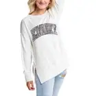 Women's Gameday Couture Cream Emory Eagles Side Split Team Logo Pullover Top SM