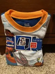 Boys Space Jam 2-Piece Flannel Pajamas set Lebron James 4/5 Bugs Bunny Tweety