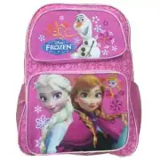 Frozen Elsa Anna 16" School Backpack with Olaf Large Bag -Pink Floral Snowflake