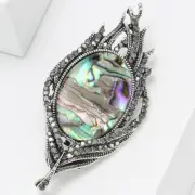 Natural Abalone Feather Brooch Colorful Abalone Peacock Feather Brooch Pendant