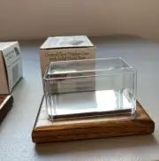 Clear Display Case With Solid Wood Bottom 3.75 X 1.75 X 1.8 Set Of 3 New W/ Box