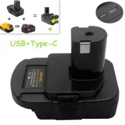 USB+Type-C Battery Adapter For Dewalt 20V/18V Battery Convert to for Ryobi 18V