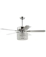 JONATHAN Y Brandy 52in 3-Light Crystal Prism Drum LED Ceiling Fan With Remote
