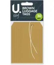 U Label Luggage Storage Card Tags with String - Brown
