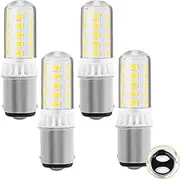AC12V BA15D 1130 LED Bulb for Marine Navigation Anchor Stern Lights RV Camper Trailer Motorhome Light Replacement ALR12 ,1004 1176 1076 - Double Contact Bayonet Base /DC12-24V (4 PACK, Warm White)