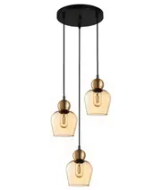 Organ Bronze Bell Amber Glass Cluster Pendant
