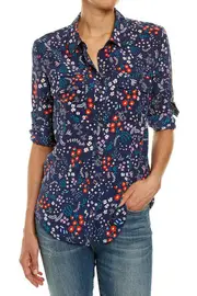 Long Sleeve Silk Fauna Print Blouse--JAG-JWW166222