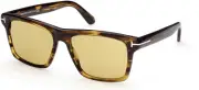 NWT Tom Ford FT0906 55E BUCKLEY-02 Shiny Brown W. Amber Stripes / Yellow 56MM