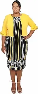 Maya Brooke Women's Sleeveless Strech Knit Sheath Dress with Ruffled 3/4 Sleeve Jacket
