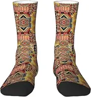 [Ghjkfbf] African Textile Patchwork Print Novelty Unisex Socks Colorful Stylish Crew Socks Casual Dress Gifts For Men Women