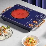 Electric Cooktop Single Burner, Electric Stove Top with Touch and knob Control, Portable Induction Cooktop with 2 Handle, Double Ring Heating, Timer, Kid Safety Lock, 9 Power Level, for Home Kitchen