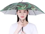 6 pcs Umbrella Hat,Adult Cap with Head Strap,Sun Umbrella,Portable Folding Waterproof Headwear for Beach,Golf, Hiking- Camouflage||69cm