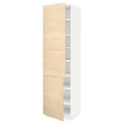 METOD high cabinet with shelves/2 doors, white/Askersund light ash effect, 60x60x220 cm