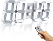 3D LED Wall 15” Remote Control Digital Timer Nightlight Watch Alarm Clock for...