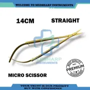 14cm Kamiyama Micro Scissors For Neurosurgery Gold Coated Straight Handle