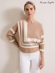Phase Eight Natural Geri Geo Lined Knit Top (AG4814) | $101