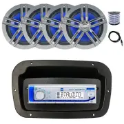 Dual Marine Radio,Spa Bezel,Adapter,Antenna,Wire,4x 6.5" 180W Speaker (Charcoal)