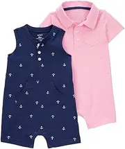 [Carter's] Baby Boy's 2 Pack Cotton Romper Creeper Set