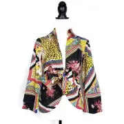 NEW NWT Mishca Mixed Print Patchwork Tie Waist Blouse Size Small